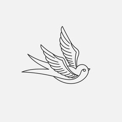 Black flying bird sticker vector illustration