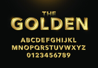 Gold elegant alphabet font set 