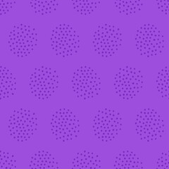 Seamless pattern with purple dotted circles.