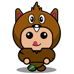 vector cartoon character cute beaver animal mascot costume eating wood