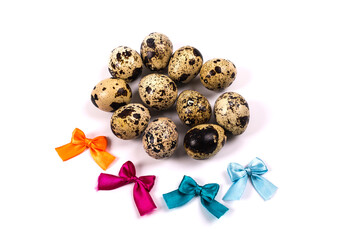 quail eggs  on a white background