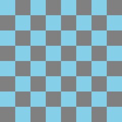 Checkerboard 8 by 8. Grey and Sky blue colors of checkerboard. Chessboard, checkerboard texture. Squares pattern. Background.