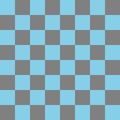 Checkerboard 8 by 8. Grey and Sky blue colors of checkerboard. Chessboard, checkerboard texture. Squares pattern. Background.