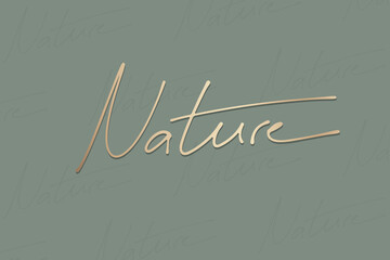 Golden nature typography on a green background vector