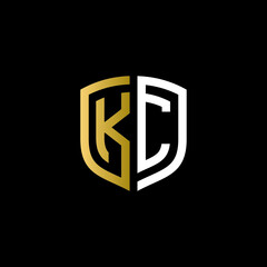 kc shield logo design vector icon - obrazy, fototapety, plakaty