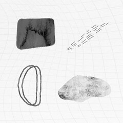 Scribble strokes and gray stone textures design element collection vector