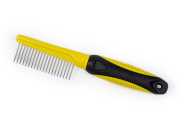 Plastic comb for pets hair care with round metal teeth