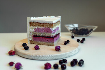 cutaway cake with multicolored filling