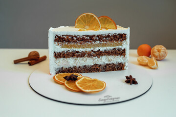 cutaway cake with multicolored filling