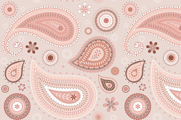 Fototapeta premium Cream paisley background, traditional pattern in feminine design vector