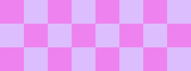 Checkerboard banner. Lavender and Violet colors of checkerboard. Big squares, big cells. Chessboard, checkerboard texture. Squares pattern. Background.