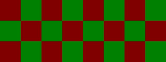 Checkerboard banner. Green and Maroon colors of checkerboard. Big squares, big cells. Chessboard, checkerboard texture. Squares pattern. Background.