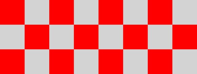 Checkerboard banner. Light grey and Red colors of checkerboard. Big squares, big cells. Chessboard, checkerboard texture. Squares pattern. Background.