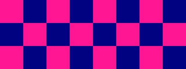 Checkerboard banner. Navy and Deep pink colors of checkerboard. Big squares, big cells. Chessboard, checkerboard texture. Squares pattern. Background.