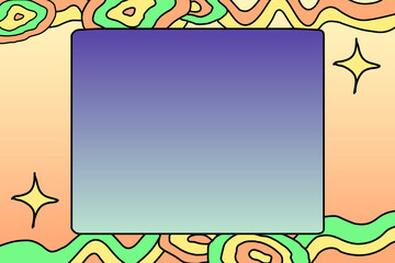 Abstract colorful frame, doodle wiggly lines gradient background vector