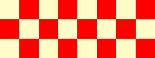 Checkerboard banner. Red and Beige colors of checkerboard. Big squares, big cells. Chessboard, checkerboard texture. Squares pattern. Background.