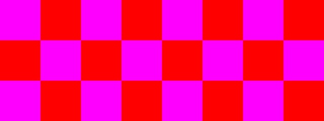 Checkerboard banner. Red and Magenta colors of checkerboard. Big squares, big cells. Chessboard, checkerboard texture. Squares pattern. Background.