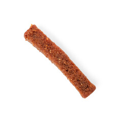 One delicious crispy rusk isolated on white, top view