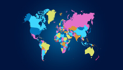World map. Color vector modern. Silhouette map.	
