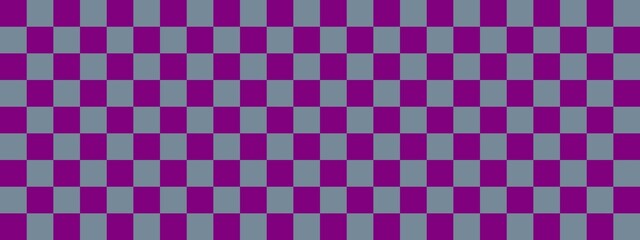Checkerboard banner. Light Slate Grey and Purple colors of checkerboard. Small squares, small cells. Chessboard, checkerboard texture. Squares pattern. Background.