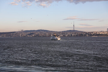 Boat trip along the Golden Horn, Istanbul, Turkey, December 2021.