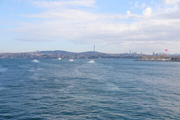 Boat trip along the Golden Horn, Istanbul, Turkey, December 2021.