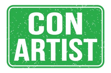 Naklejka premium CON ARTIST, words on green rectangle stamp sign