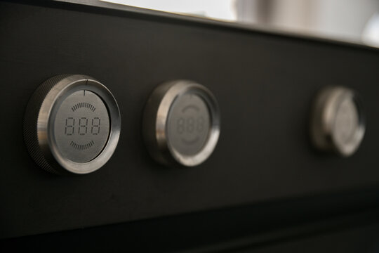Control panel of oven in kitchen