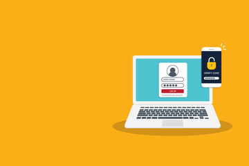 Two Factor Multi-Factor Authentication Security Concept	