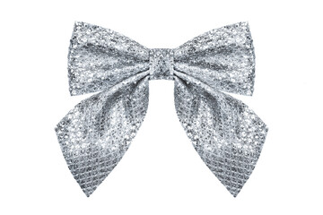 Silver shiny ribbon with bow