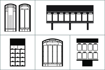 Exterior and Interior Wayfinding Signage System. office exterior monument sign, pylon sign, signage, advertising construction. Vector.