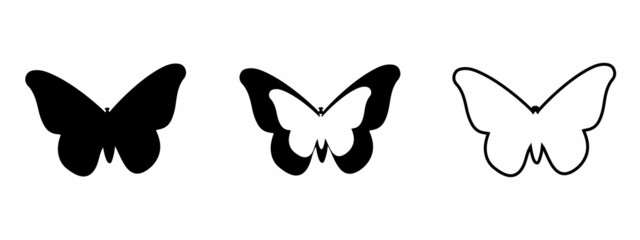 Butterfly icon vector. 
Silhouette of a butterfly isolated on a white background.
