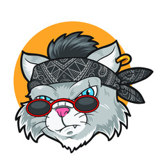 Gangster cat head cartoon character