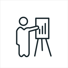 Manager presenting company data thin line icon stock illustration. Management Thin Line Icons