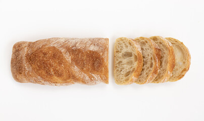 top view of freshly french baked baguette