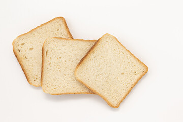 toast bread isolated on white background, top view