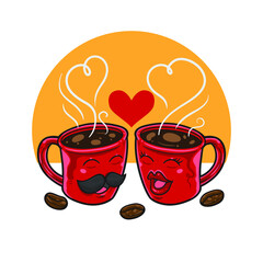Couple cartoon mug character