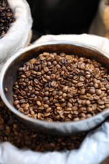 Sale of coffee beans on the streets of Istanbul, Turkey.