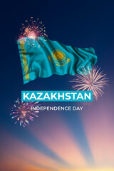 Flag of Kazakhstan on Independence day