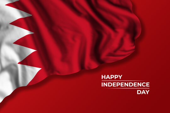 Bahrain independence day card with flag