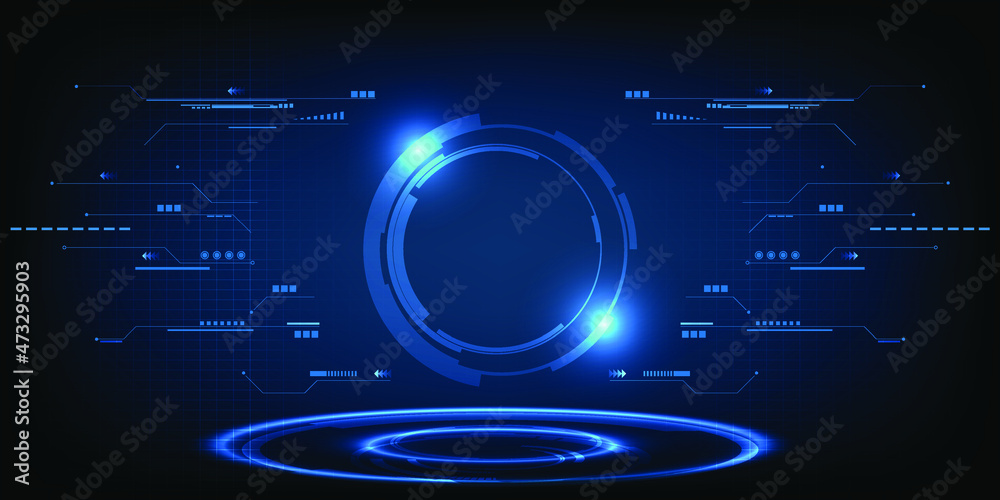 Poster abstract futuristic digital technology stage and background and science fiction concepts.