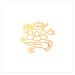 Supporting workers gradient icon. Supporting unpaid care workers. Caring about employees. Universal basic income concept.Isolated vector illustration.Suitable to banners, mobile apps and presentation