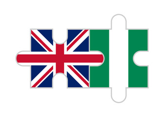 puzzle pieces of british and nigeria flags. vector illustration isolated on white background