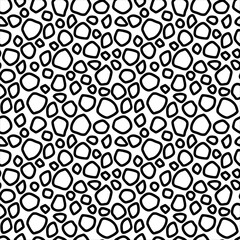 Abstract hand drawn seamless pattern, black and white shapeless spots texture.