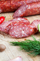 meat products in the form of sausage with lard