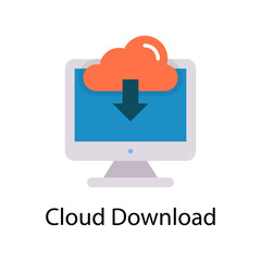 Cloud Download vector Flat Icon Design illustration. Web And Mobile Application Symbol on White background EPS 10 File