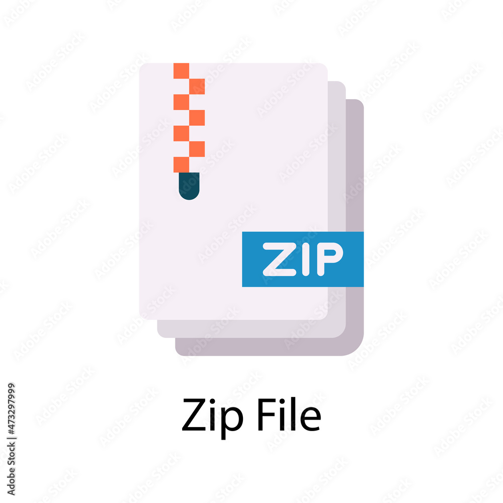 Fototapete zip file vector flat icon design illustration. web and mobile application symbol on white background