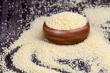yellow dry crushed couscous is a traditional food for Africa