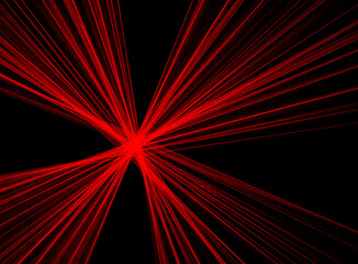 Abstract red lines drawn by light on a black background