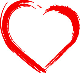 Heart. Grunge stamps, shape frame with brush painting isolated on white backgroundheart brush painting isolated on white background. Distressed heart. Valentine's Day .